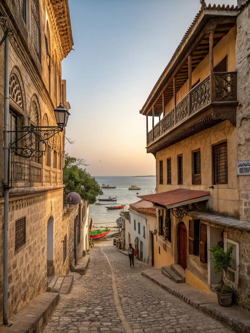 A beautiful image of tourists exploring the historical sites of Zanzibar, showcasing the unique blend of African, Arab, and European influences in the architecture and culture.